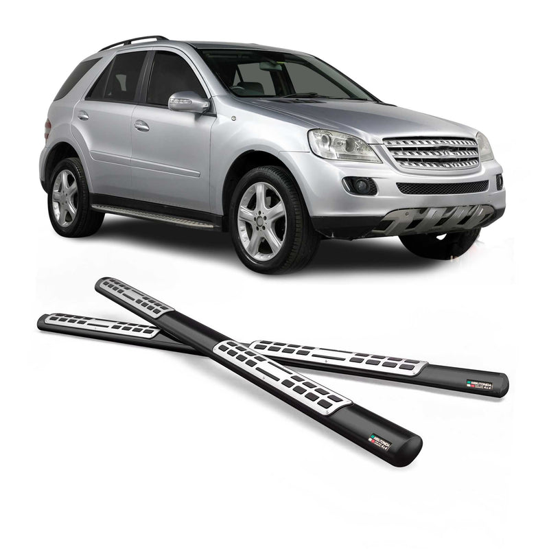 Marchepieds Latéraux pour Mercedes ML 2005-2008 Acier Inoxydable Noir