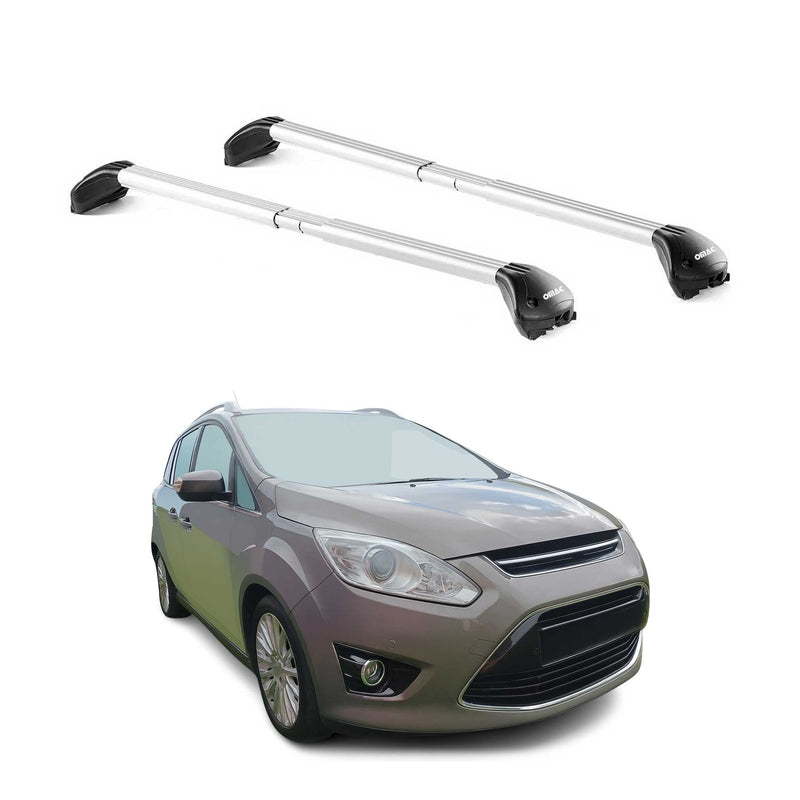 Barres de toit transversales pour Ford C-Max 7 2010-2019 Gris Argenté 2x ABE