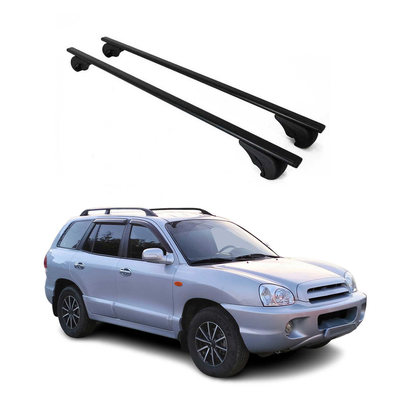 Barres de toit Transversales pour Hyundai Santa Fe 2001-2012 Fer Noir