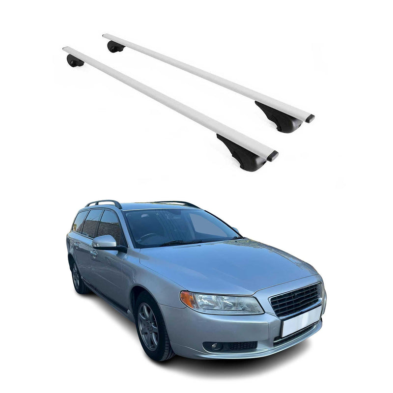 Barres de toit Transversales pour Volvo V70 2007-2016 Fer Argent