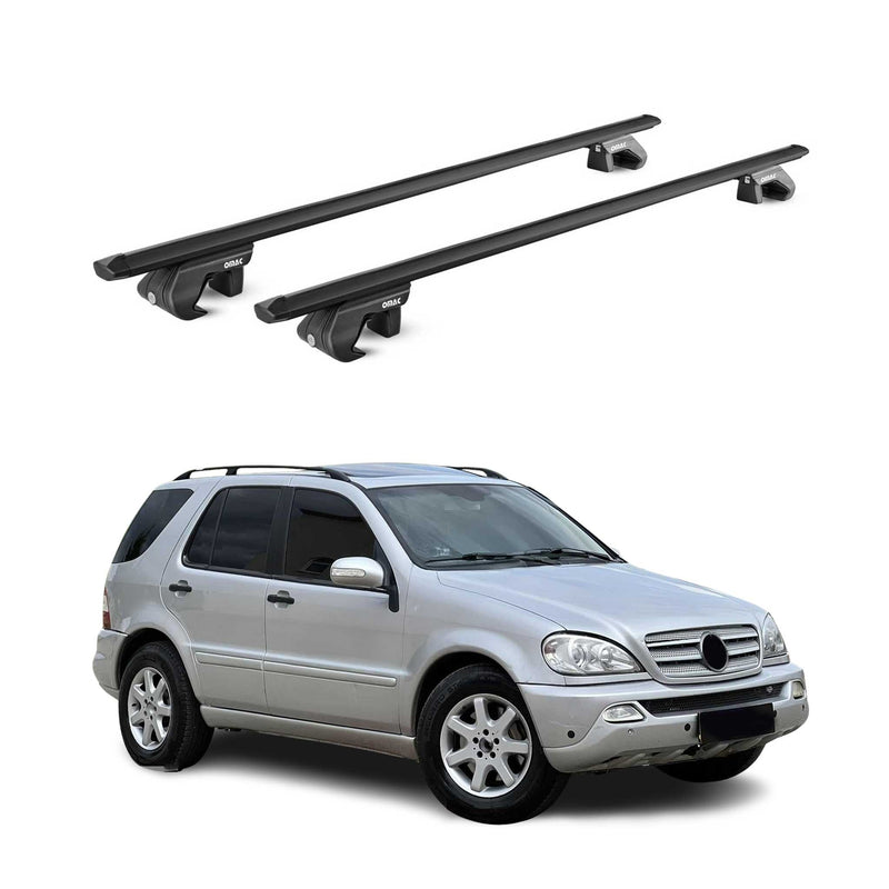 Barres de toit transversales ABE pour Mercedes ML 1997-2015 5 P Alu Noir 2x