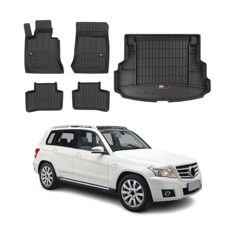 Kit Tapis de sol et coffre pour Mercedes GLK X204 2008-2015 Noir OMAC Premium