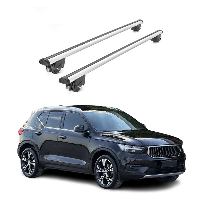 Barres de toit transversales pour Volvo XC40 2018-2020 2 pcs en Alu gris TÜV ABE