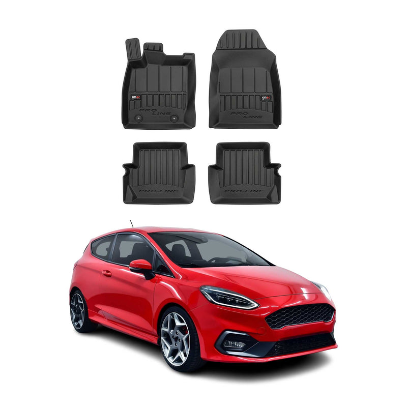 OMAC Tapis de sol en caoutchouc pour Ford Fiesta 2017-2023 Noir Premium