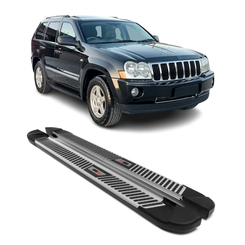 Marchepieds Latéraux pour Jeep Grand Cherokee 2005-2011 Aluminium Noir Gris 2Pcs