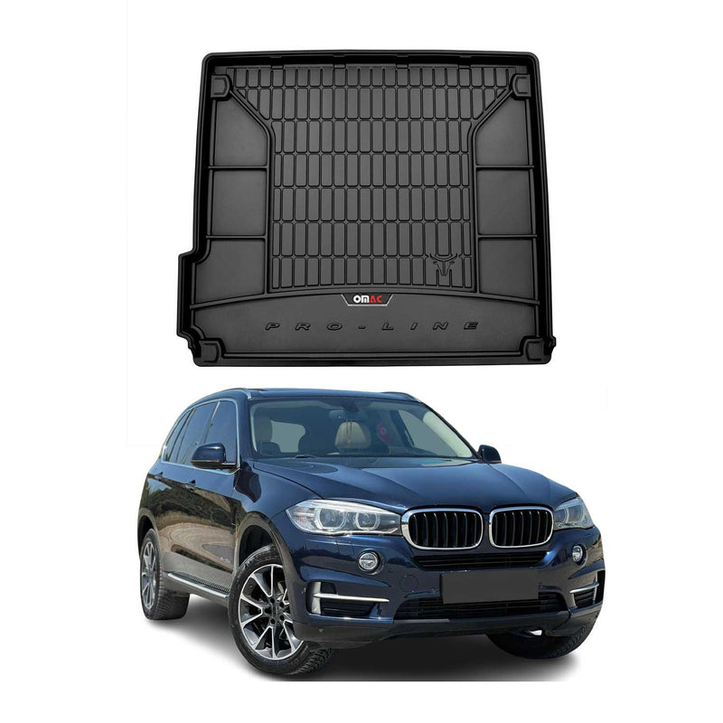 OMAC Tapis de coffre caoutchouc pour BMW X5 F15 F85 2013-2018 Noir Premium