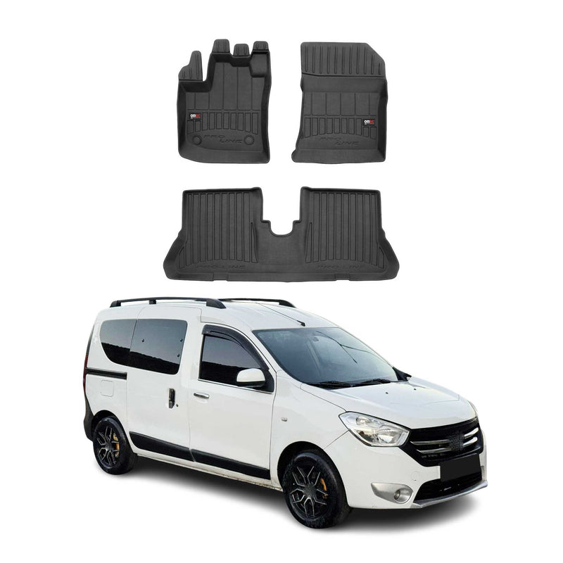 OMAC Tapis de sol sur mesure noir pour Dacia Dokker 2012-2021 3 pièces en TPE