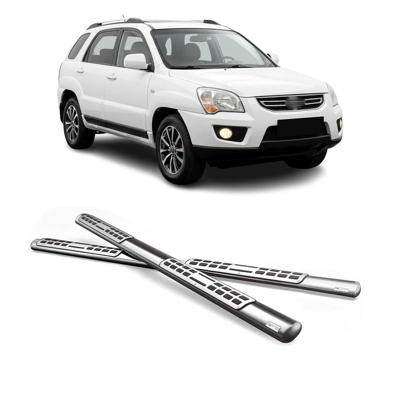 Marchepieds Latéraux pour Kia Sportage 2008-2010 Acier Inoxydable Argent