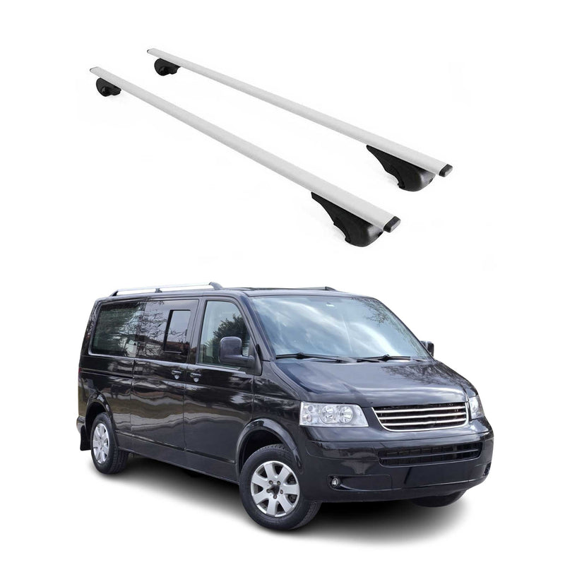 Barres de toit Transversales pour VW Multivan T5 Caravelle 2003-2015 Fer Argent