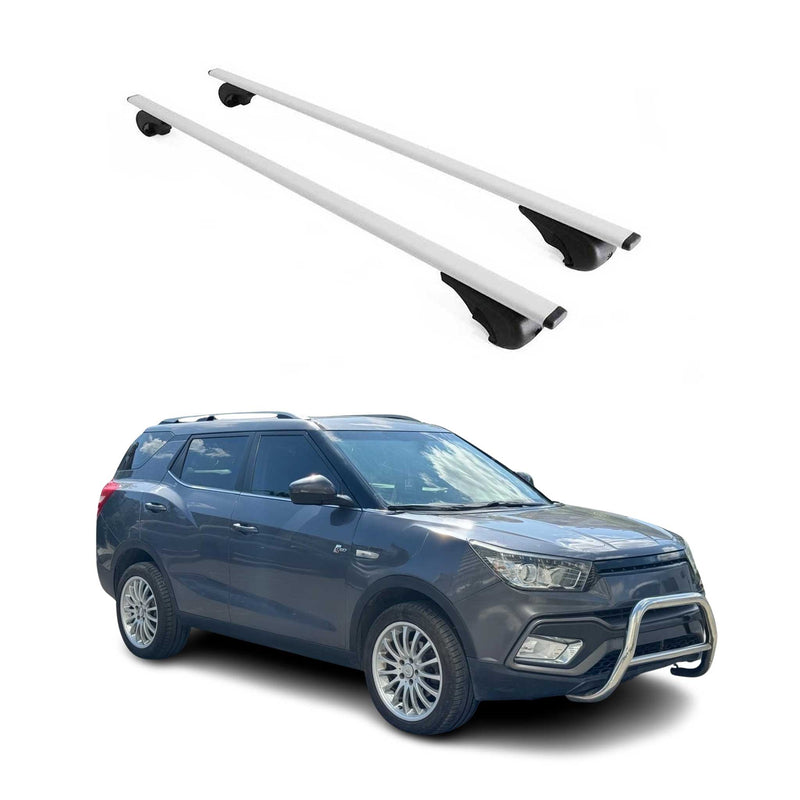 Barres de toit Transversales pour Ssangyong XLV 2016-2024 Fer Argent