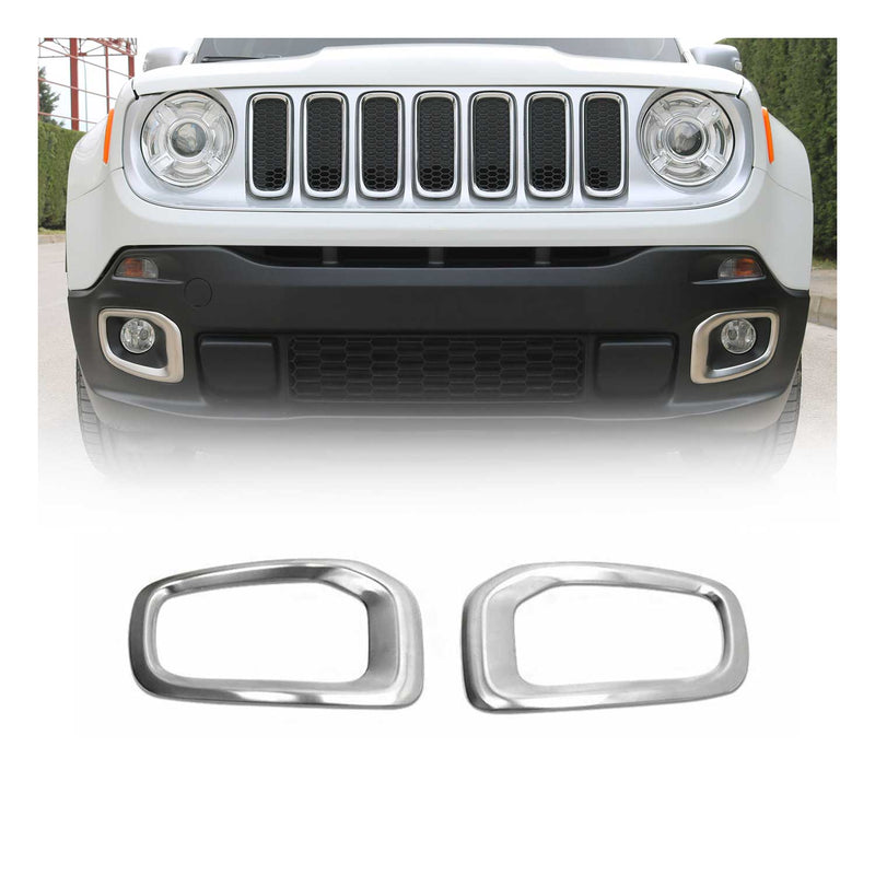 Cadre Phare Antibrouillard pour Jeep Renegade 2014-2019 acier inox Chromé Foncé