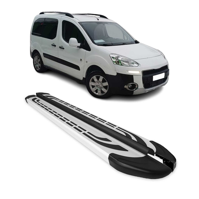 Marchepieds Latéraux pour Peugeot Partner Tepee 2008-2018 Aluminium Gris 2Pcs