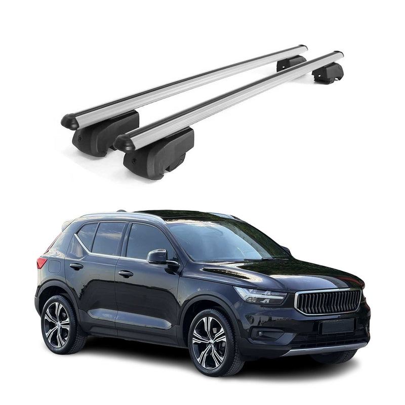 Barres de toit Transversales pour Volvo XC40 2017-2023 Aluminium Gris ABE