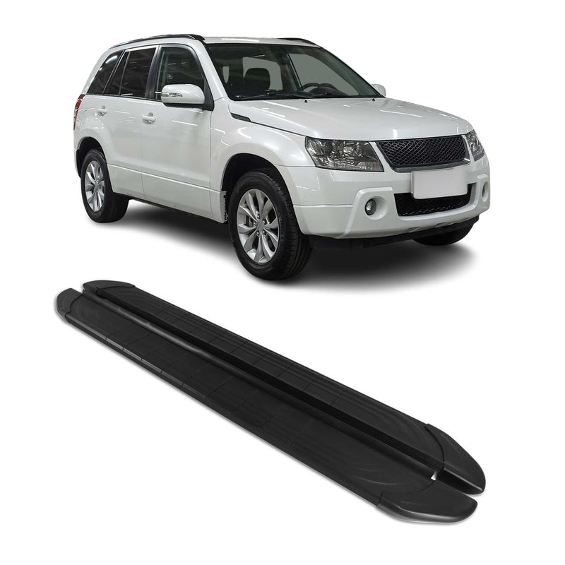 Marchepieds Latéraux pour Suzuki Grand Vitara 2006-2015 Alu Noir 3Porte 2Pcs