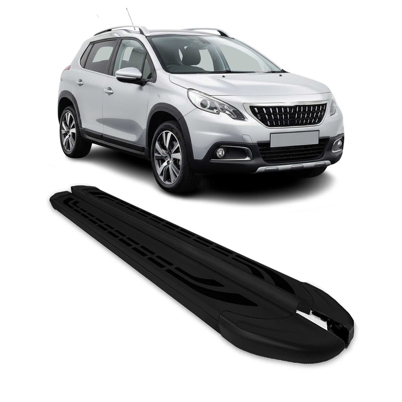 Marchepieds Latéraux pédale pour Peugeot 2008 2017-2019 Aluminium Noir 2Pcs
