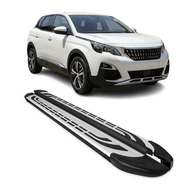 Marchepieds Latéraux pédale pour Peugeot 3008 2016-2024 Aluminium Gris Noir 2x
