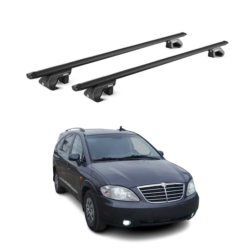 Barres de toit transversales ABE pour Ssangyong Rodius 2004-2013 5 P Alu Noir 2x