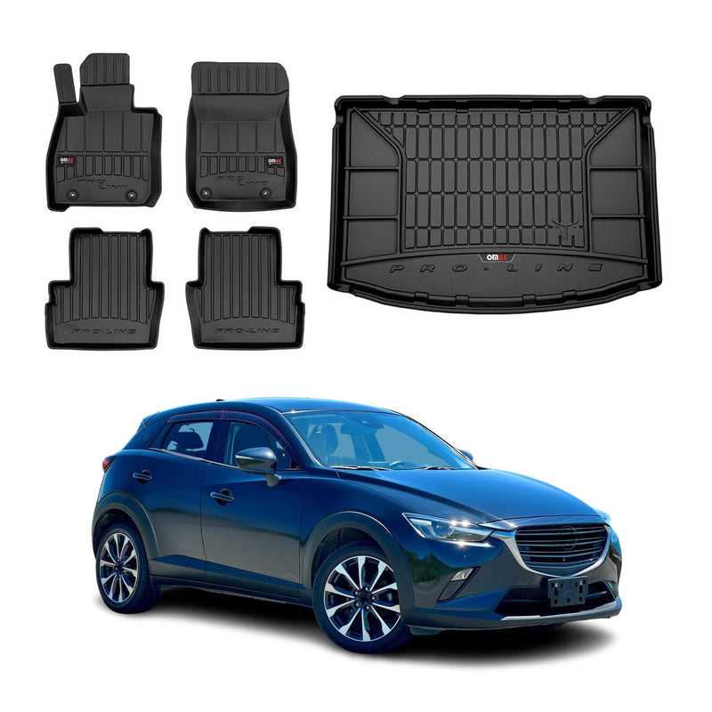 Kit Tapis de Sol et Coffre pour Mazda CX-3 2015-2022 TPE Noir