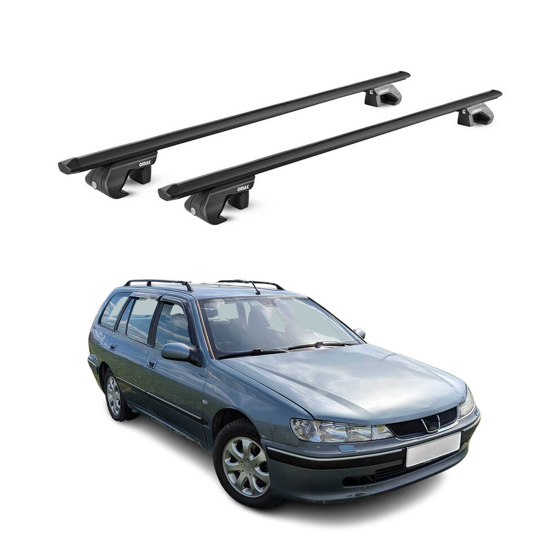 Barres de toit transversales pour Peugeot 406 Break 1997-2005 Alu Noir 2x ABE