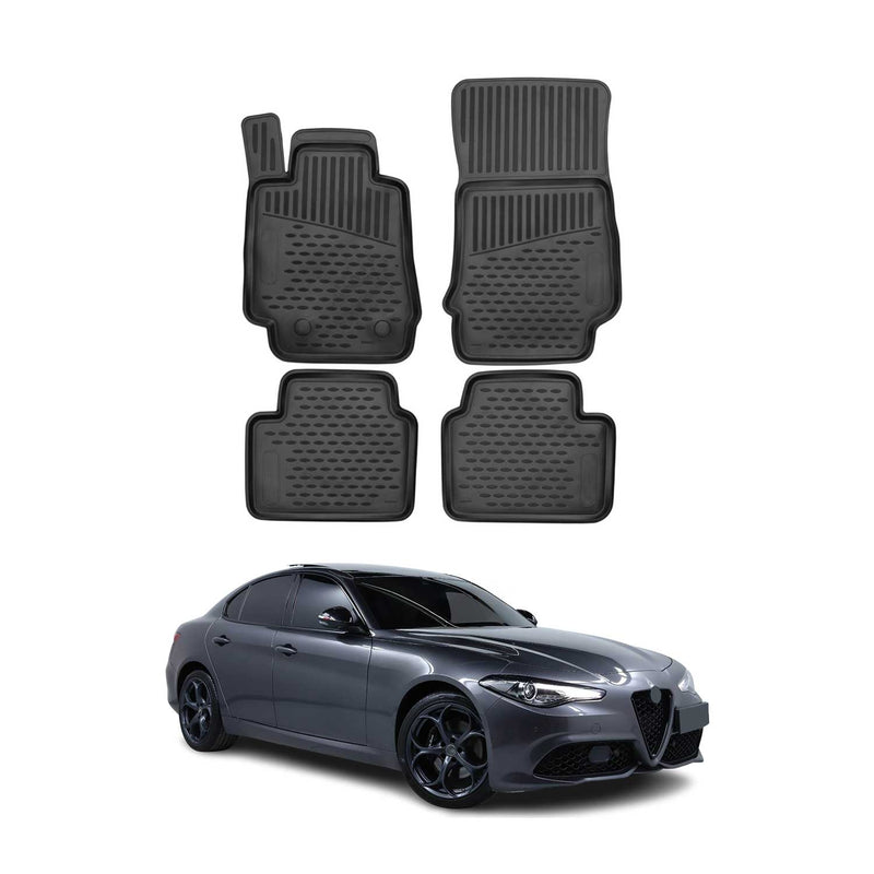 OMAC 3D Tapis de sol pour Alfa Romeo Giulia 2015-2025 caoutchouc TPE Noir 4Pcs
