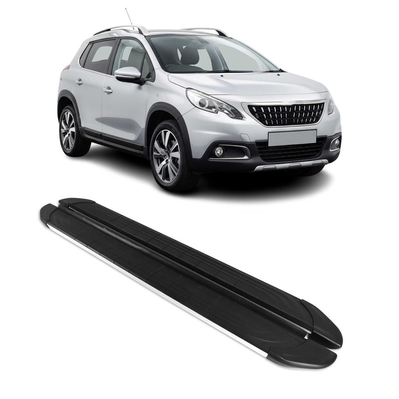 Marchepieds Latéraux pour Peugeot 2008 2017-2019 Aluminium Gris Noir 2Pcs