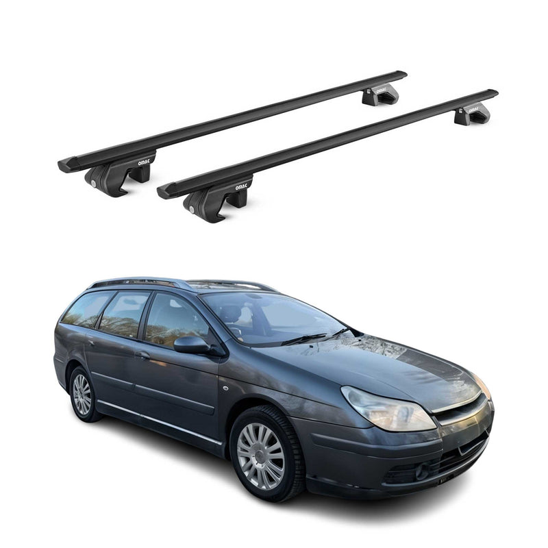 Barres de toit transversales pour Citroen C5 I II Break 2001-17 Alu Noir 2x ABE
