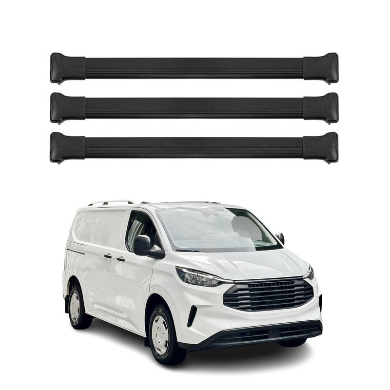 Barres de toit transversales pour Ford Transit Tourneo Custom 2023-2025 Alu Noir