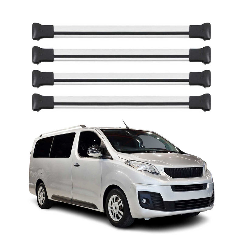 Barres de Toit transversales pour Peugeot Expert / Traveller 2016-2025 Argent 4x