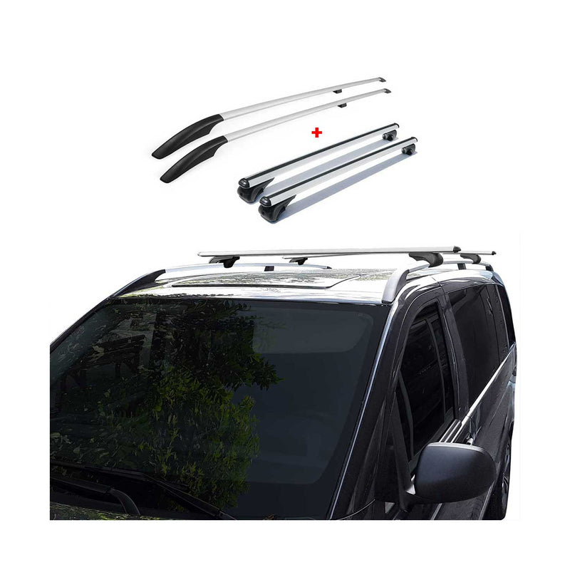Kit Barres de toit pour VW Caddy 3 2003-2015 Alu Gris L2 Empattement Long 4x