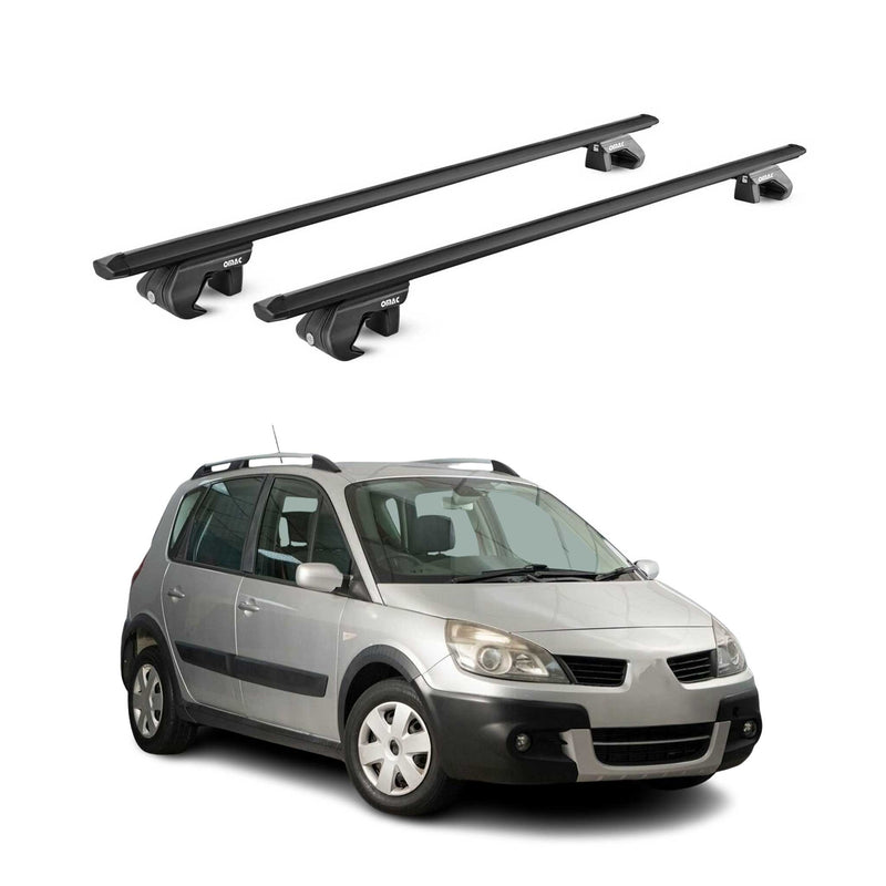 Barres de toit transversales ABE pour Renault Scenic II Conquest 2007-2009 Noir