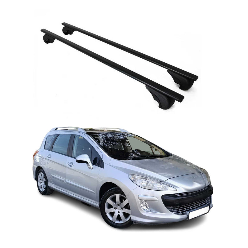 Barres de toit Transversales pour Peugeot 308 Break 2008-2014 Fer Noir