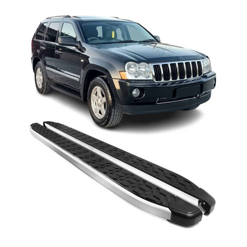Marchepieds Latéraux pour Jeep Grand Cherokee 2005-2011 Gris Noir Aluminium 2Pcs