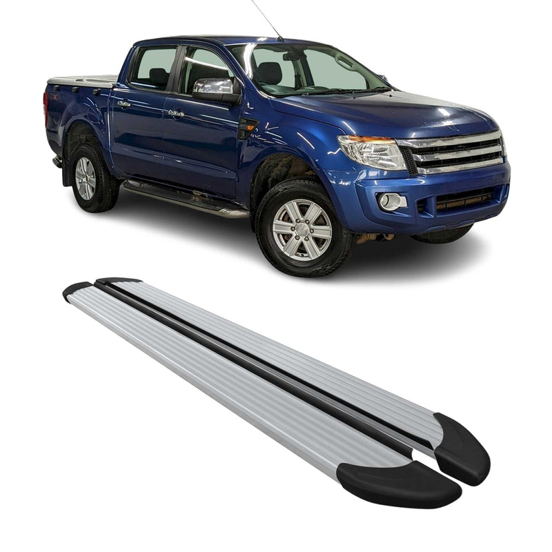 Marchepieds Latéraux pédale pour Ford Ranger T6 2012-22 DoubleCab Alu Argent 2x