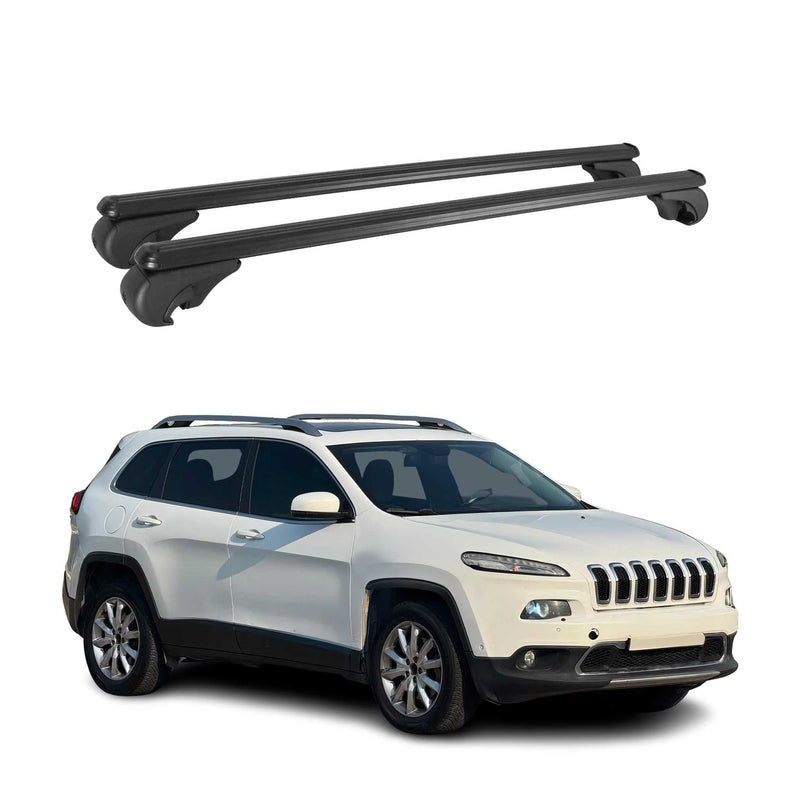 Barres de toit Transversales pour Jeep Cherokee 2014-2024 Aluminium Noir