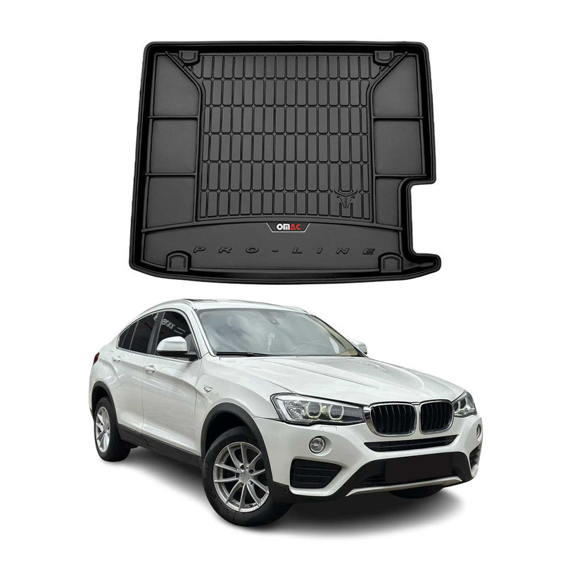 OMAC Tapis de coffre caoutchouc pour BMW X4 F26 2014-2018 Noir Premium