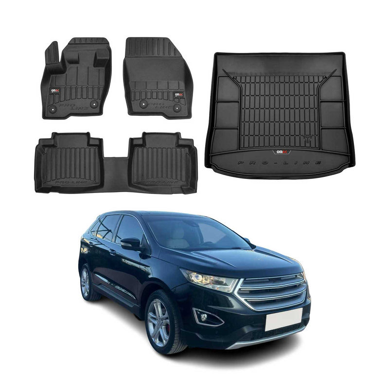 Kit Tapis de Sol et Coffre pour Ford Edge 2014-2022 TPE Noir