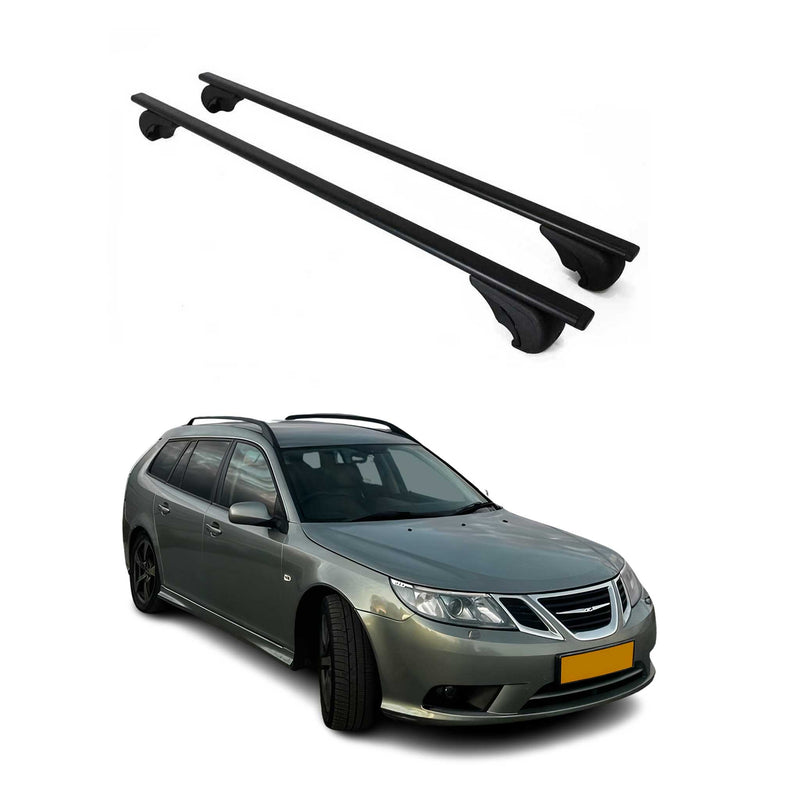 Barres de toit Transversales pour Saab 9-3 Sport Break 2005-2012 Fer Noir