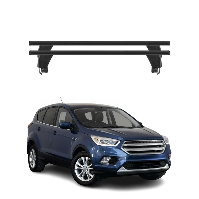 Barres de toit Transversales pour Ford Escape III C520 2013-2019 Alu Noir 2x