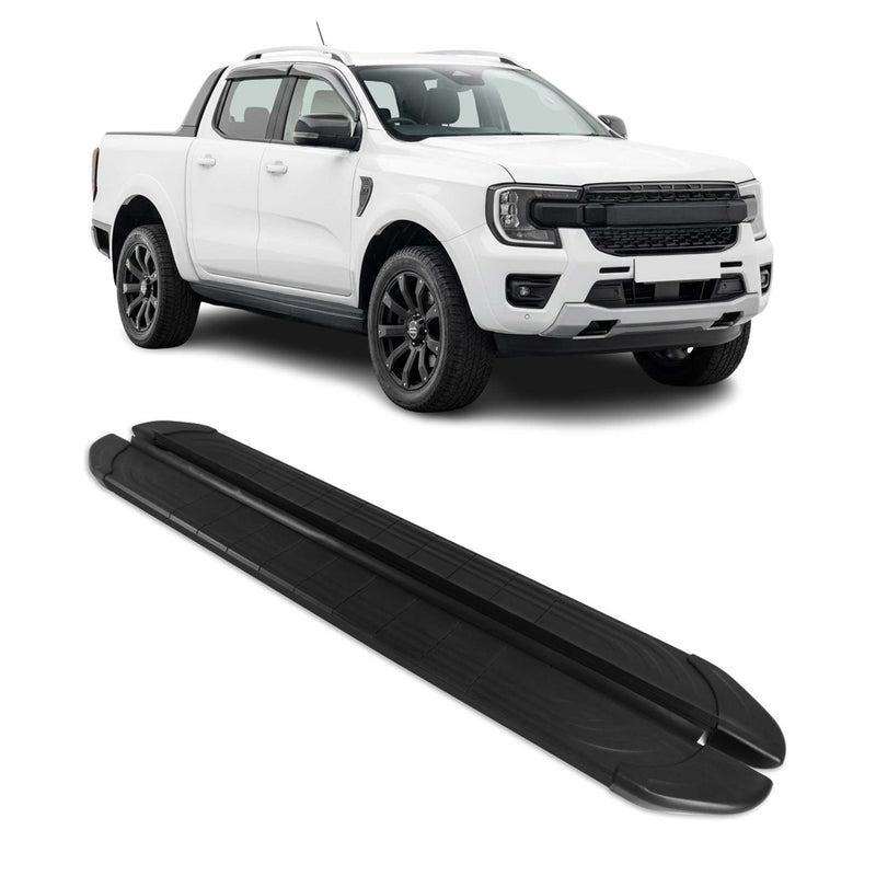 Marchepieds Latéraux Pédale pour Ford Ranger T6 2022-2025 DoubleCab Alu Noir 2x