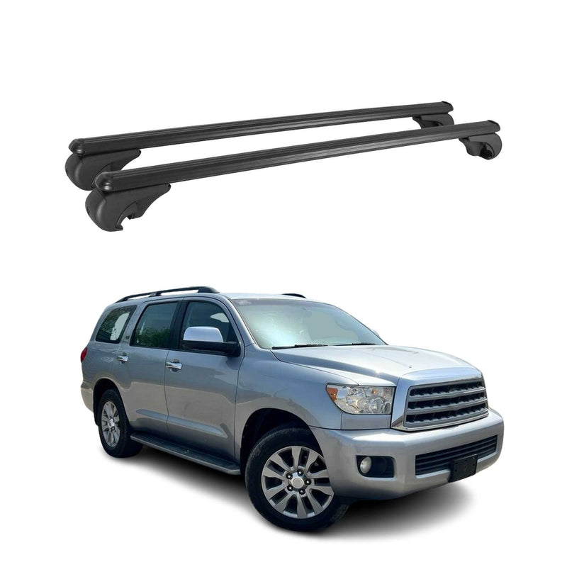 Barres de toit Transversales pour Toyota Sequoia 2007-2018 Aluminium Noir