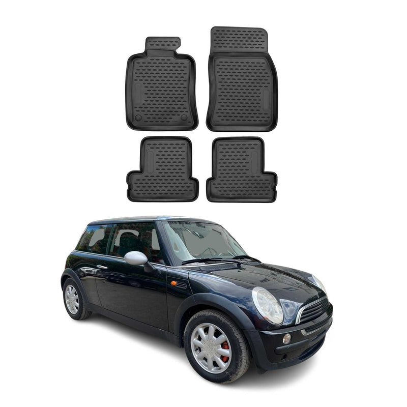 OMAC Tapis de sol pour Mini Cooper One R50 R52 R53 2000-2013 en caoutchouc Noir