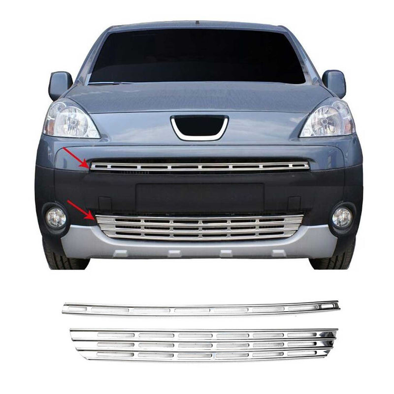 Moulure de Grille de Calandre pour Peugeot Partner Tepee 2008-2015 Chromé 2Pcs