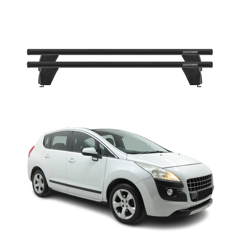 Menabo Barres de toit Transversales pour Peugeot 3008 2009-2016 Noir ABE 2x
