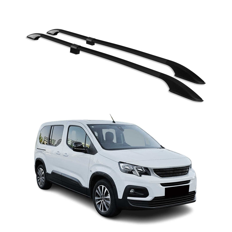 Barres de toit longitudinales pour Peugeot Rifter 2019-2025 L2 Aluminium Noir