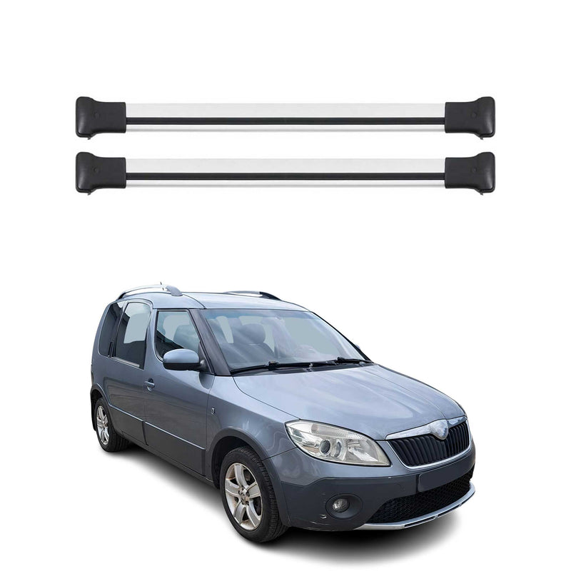 Barres de toit transversales pour Skoda Roomster 2007-2010 Aluminium Gris