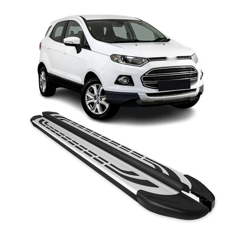 Marchepieds Latéraux pour Ford Ecosport 2013-2024 Aluminium Gris Noir 2x