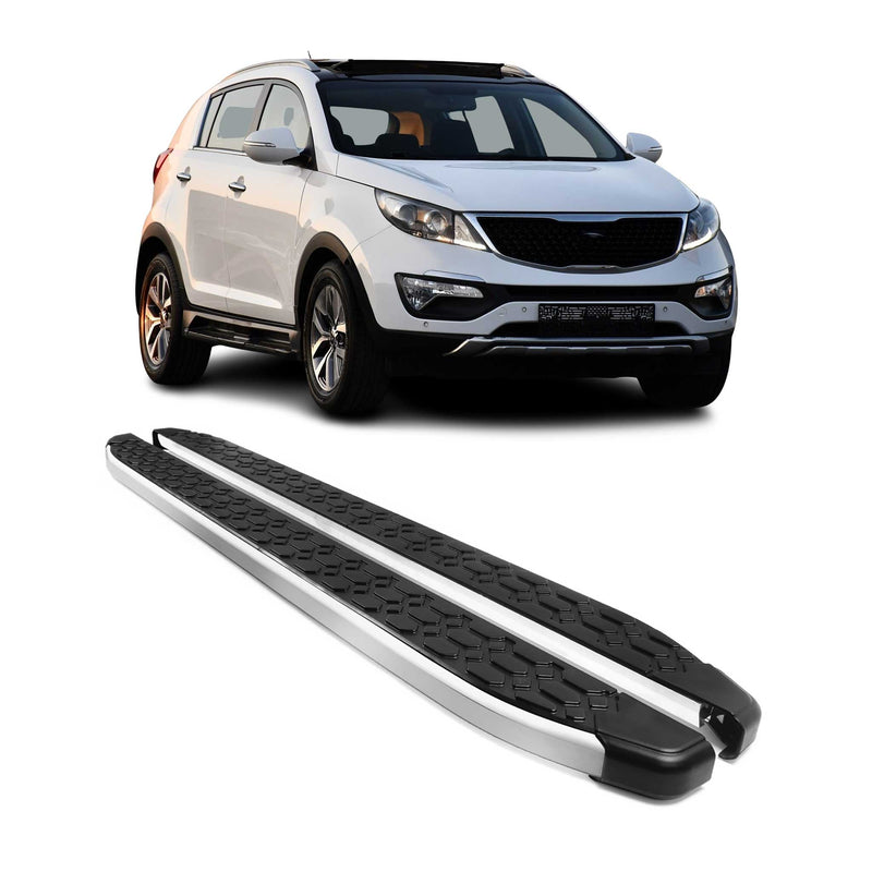 Marchepieds Latéraux pour Kia Sportage 2010-2015 Gris Noir Aluminium 2Pcs