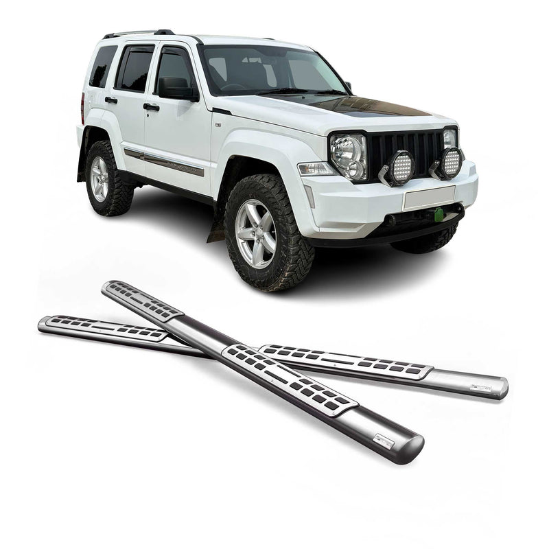 Marchepieds Latéraux pour Jeep Cheeroke 2008-2013 Acier Inoxy Argent