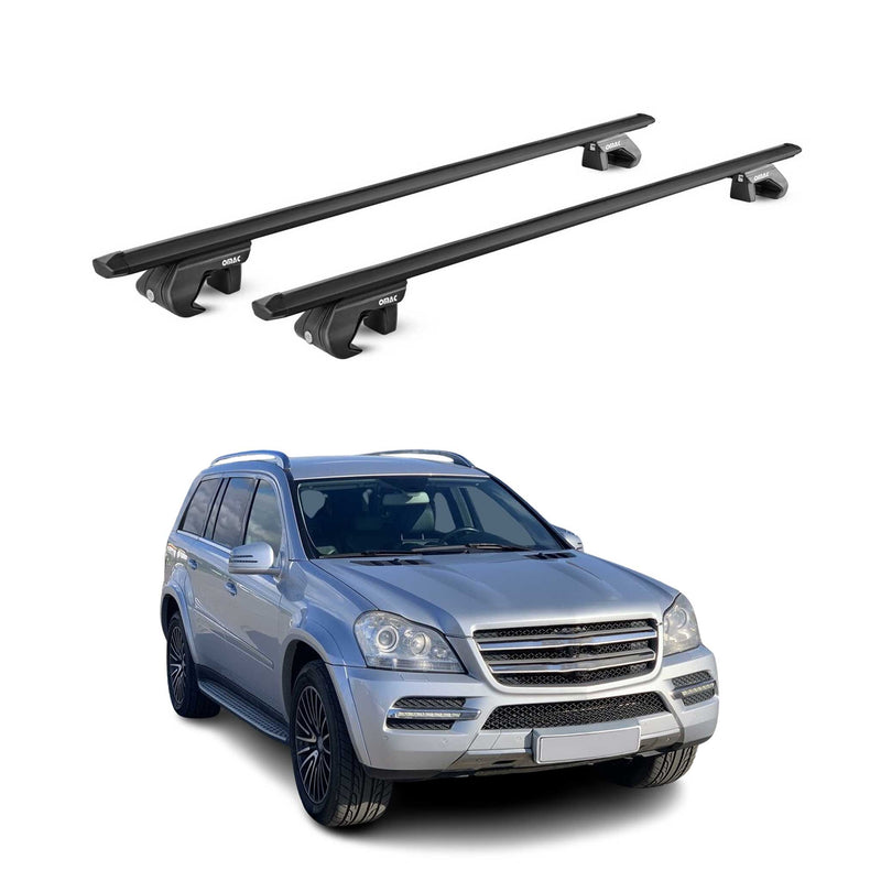 Barres de toit transversales ABE pour Mercedes GL X164 2006-2015 5 P Alu Noir 2x