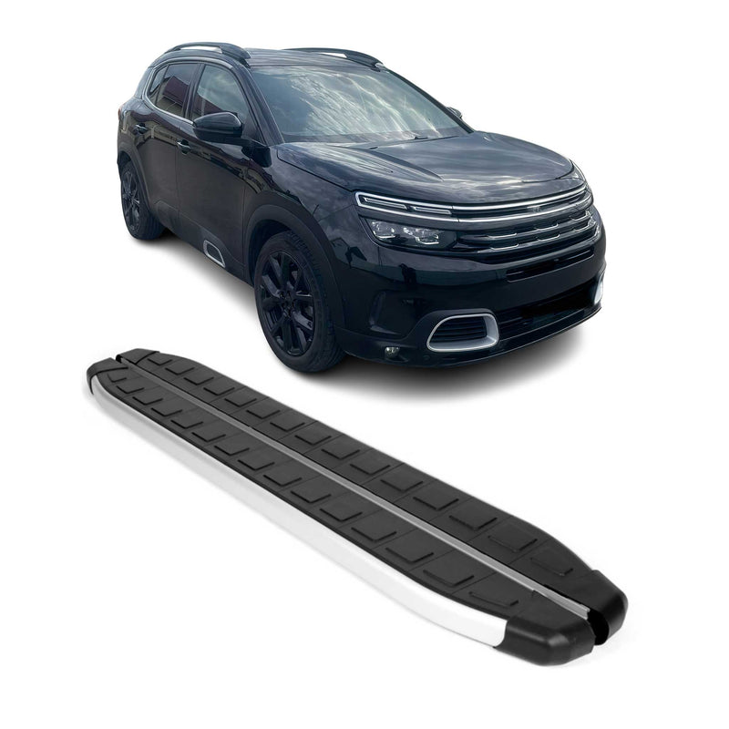 Marchepieds Latéraux pour Citroen C5 Aircross 2018-2025 Alu Noir Gris 2Pcs